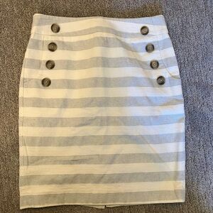 Ann Taylor LOFT Cream Combo Striped Button Sz 2